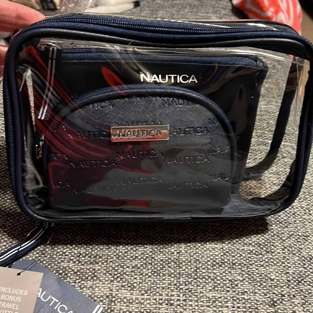 NWT Nautica 3 PC ASSORTED COSMETIC BAG Trio